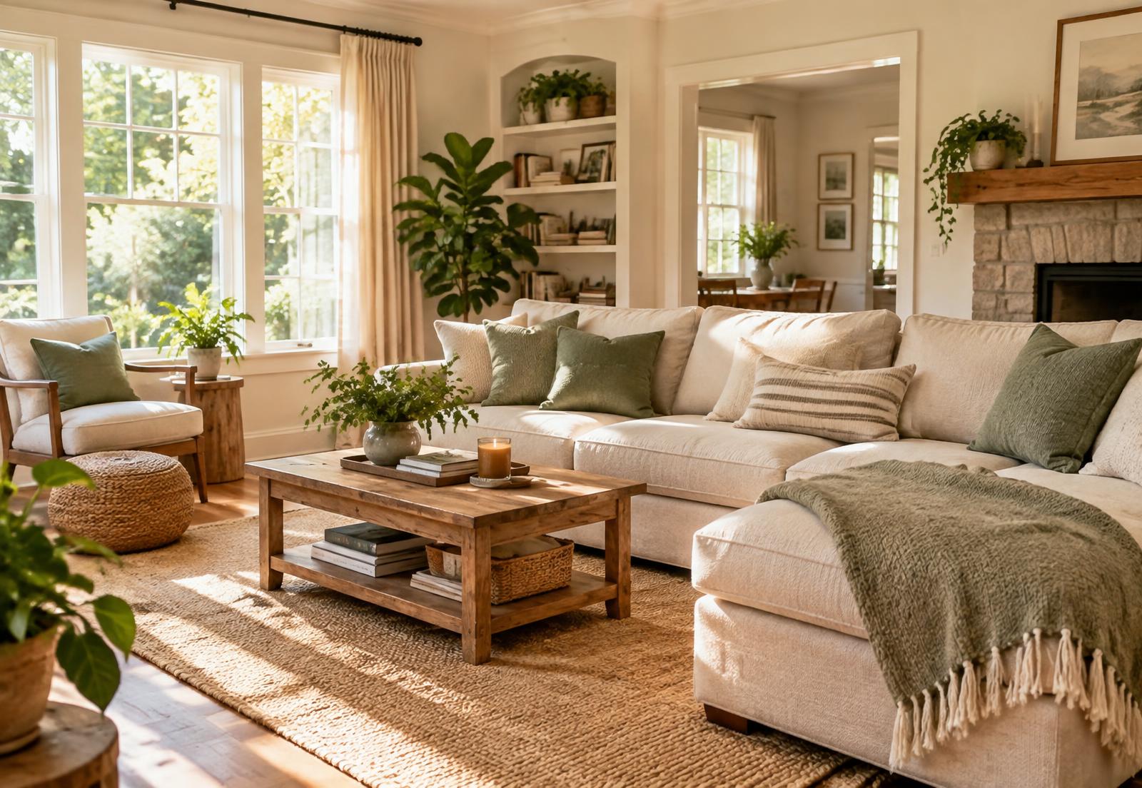 A bright, freshly cleaned living room